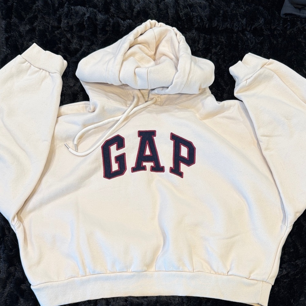 GAP Crop Off-White Hoodie with Logo